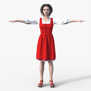 3D Cottagecore Aesthetic Rural Life Girl Rigged Animated Low-poly model