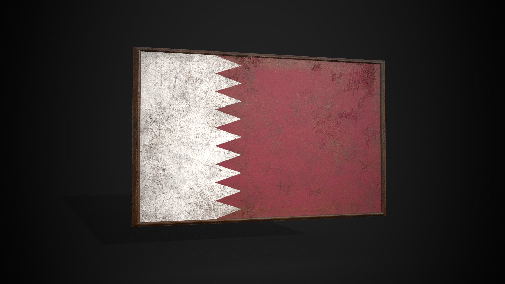 Old Picture Frame With Qatar Flag - Game Ready PBR Low-poly 3D Model 3D ...