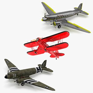 Vintage American Aircrafts Rigged for Cinema Collection model