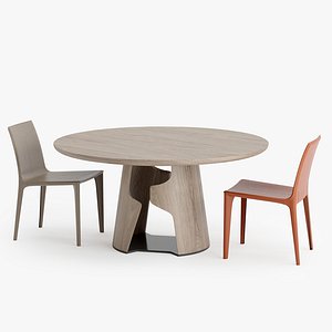 3D Holly Hunt Cava Dining Table and Adriatic Dining Chair model