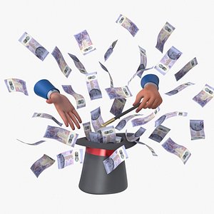 Scotland 20 Pound Magic Hat Money 3D model