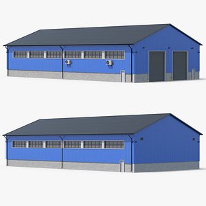 Blue Warehouse Building 3D model