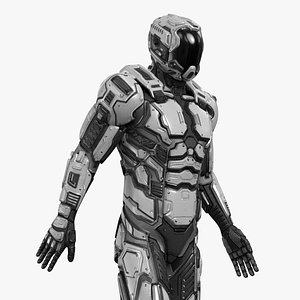 Walking Futuristic Armored Robot Animated Rigged for Cinema 4D 3D