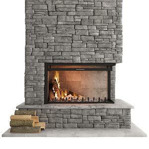 fireplace stone 3D model
