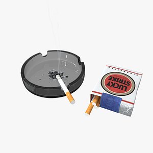 Lucky Strike cigarette pack with ashtray