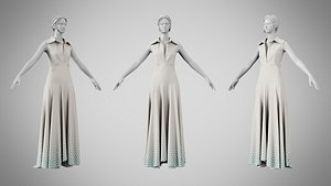 3D model Dress 55 Crispy Ivory