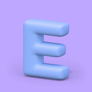 E, HT Standard, 3D Letter, Round Edges, 3D Font