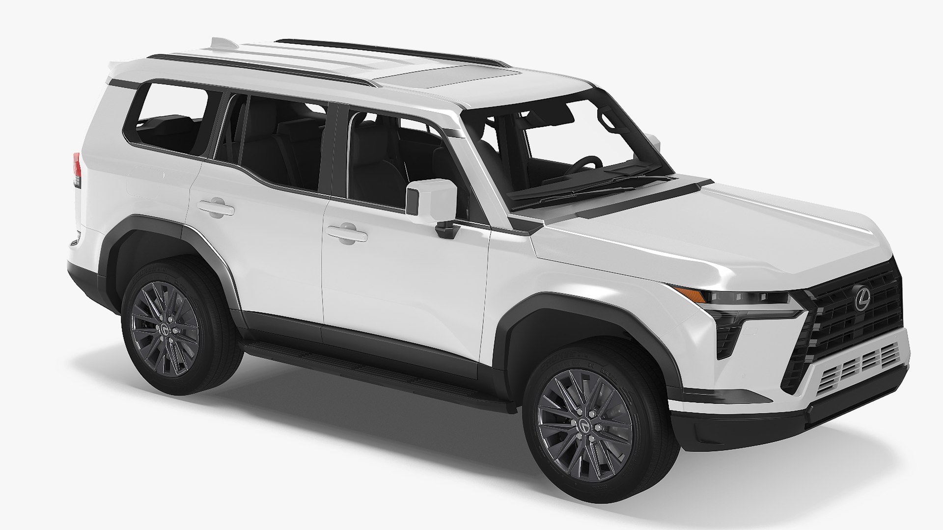 Lexus GX 550 SUV Eminent White Pearl Rigged for Maya 3D model for vehicle visualization, games, animation, transport scenes, and automotive rendering