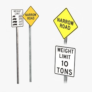 3D Road Signs Pack - Weight and Height Limits model