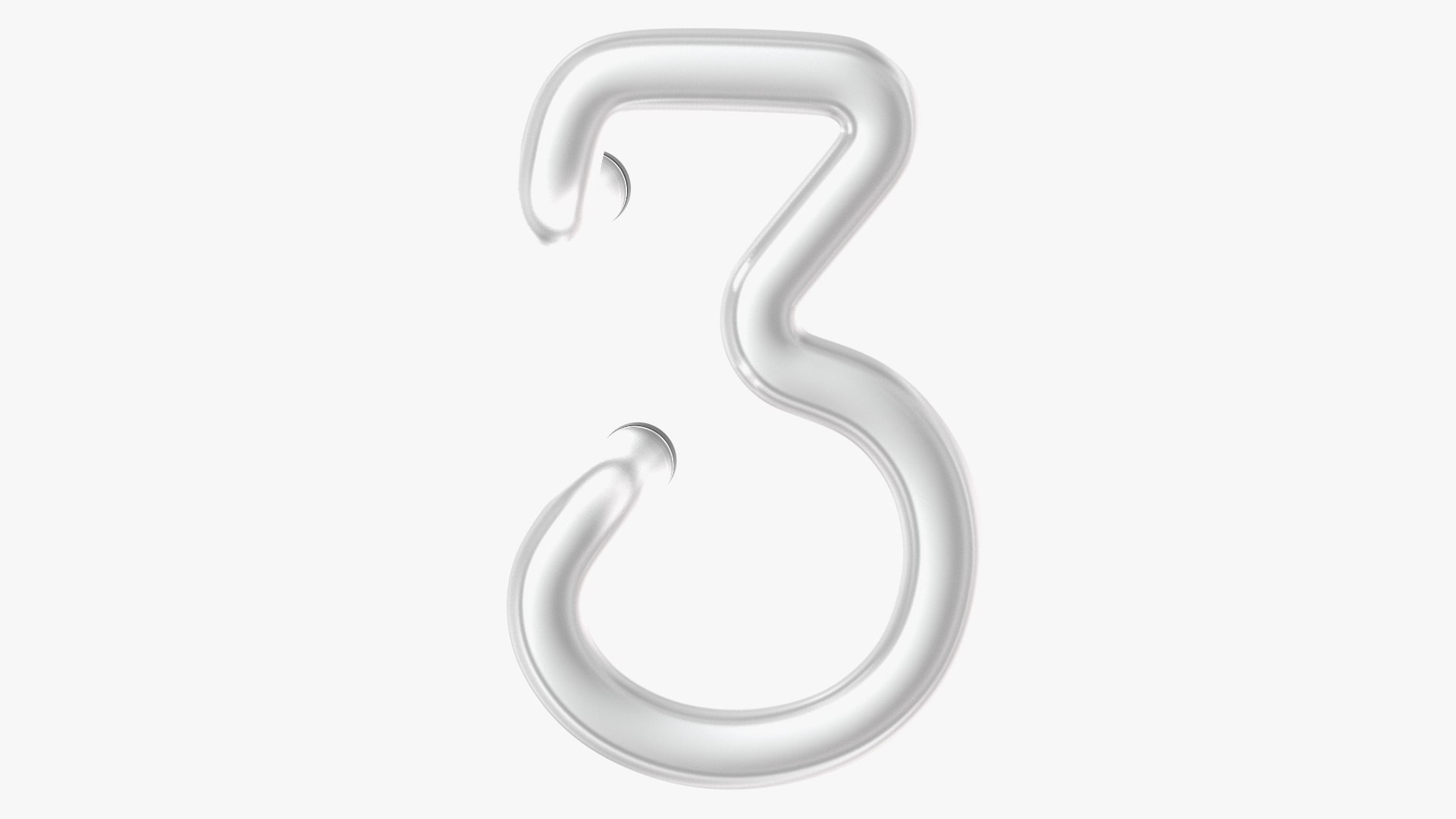 Neon Tube Light Number 3 3D model preview