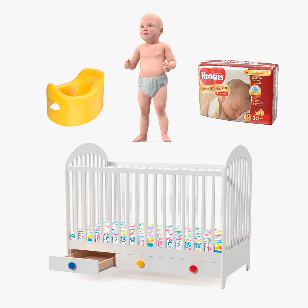 Baby Boy with Child Accessories Collection 5 3D model preview