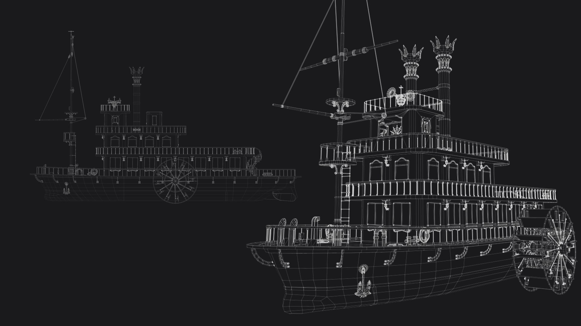 3D Steampunk Passenger Ship Game Ready Kitbash Textured - TurboSquid ...
