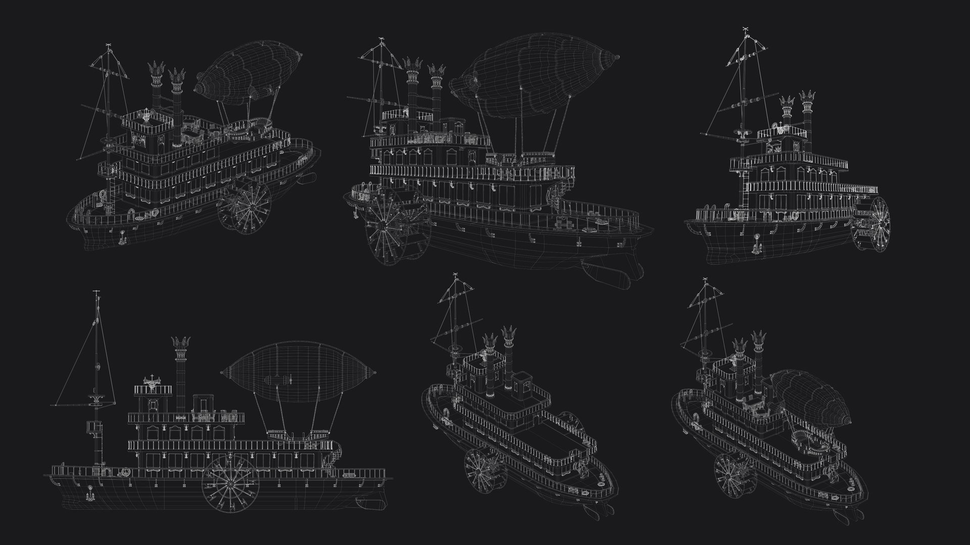 3D Steampunk Passenger Ship Game Ready Kitbash Textured - TurboSquid ...