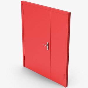 3D Red Enterence Metal Door