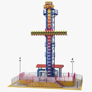 Sky Drop Amusement Park Equipment Rigged 3D model