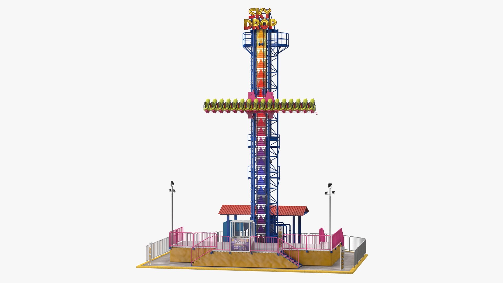 Sky Drop Amusement Park Equipment Rigged 3D model preview