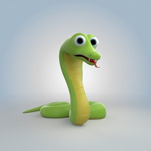 3D model snake cartoon