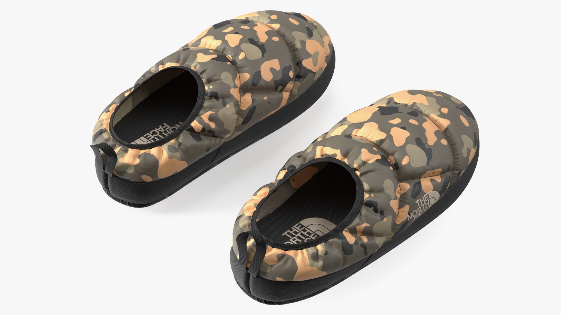 Khaki North Face Down Slippers 3D model preview