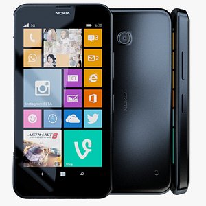 3d model nokia lumia 630 black