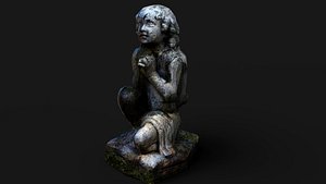 tombstone small figure mossy monument lowres PBR photogrammetry 3D model