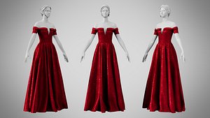 Dress 08 Crimson Velvet With Design