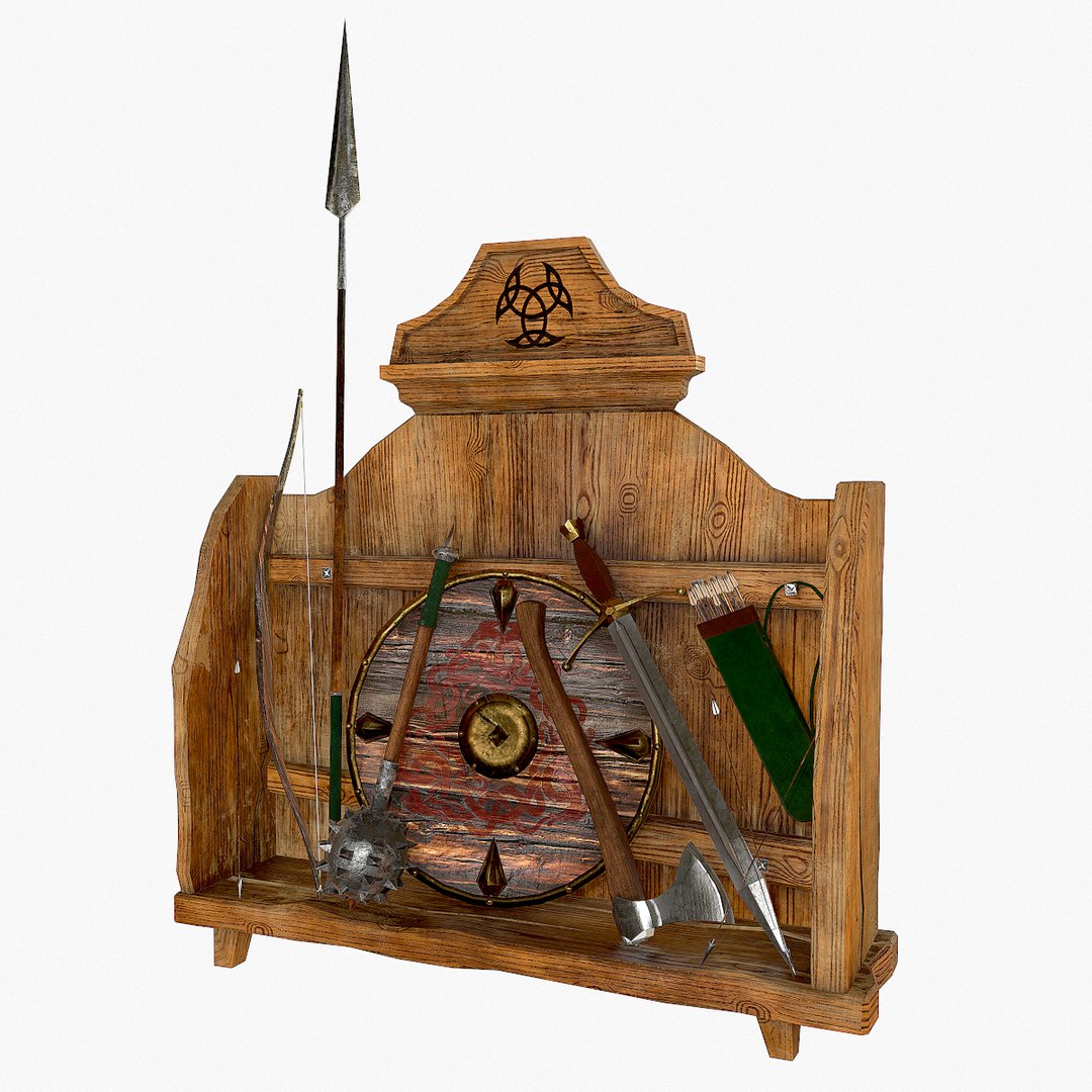 Rack with Viking weapons 3D model - TurboSquid 1940383