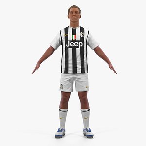 Soccer or Football Player Juventus with Hair 3D Model