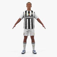 Soccer or Football Player Juventus with Hair 3D Model