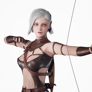 3D Elf archer Game Ready Low Poly model