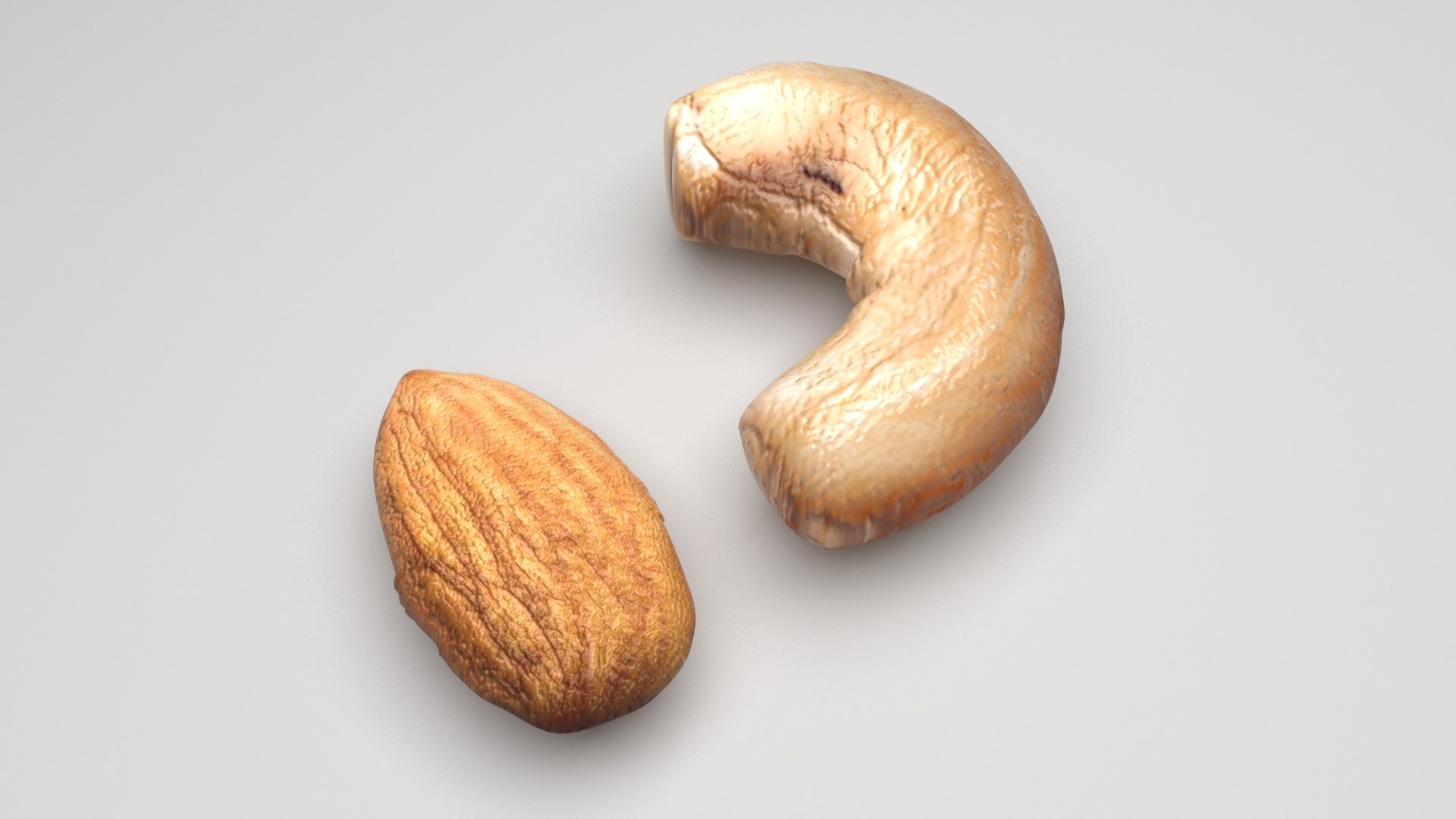 Raw Almond and Cashew 3D model https://p.turbosquid.com/ts-thumb/JG/ktEjRX/A1/cashewandalmond5/jpg/1716366102/1920x1080/fit_q87/8b0224d341da88fcde5dd5eb676cf18a4b135fd0/cashewandalmond5.jpg