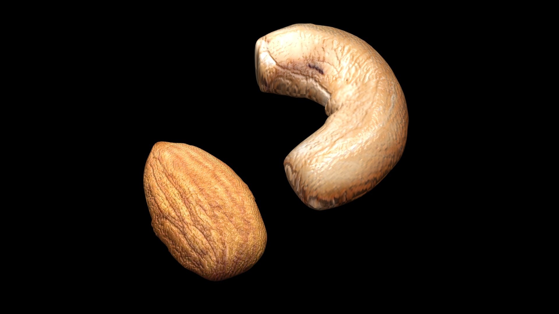 Raw Almond and Cashew 3D model https://p.turbosquid.com/ts-thumb/JG/ktEjRX/R8/cashewandalmond7/jpg/1716366101/1920x1080/fit_q87/9da6f2d74c7e11bebdcb9c1a61f10aebb95b04d7/cashewandalmond7.jpg
