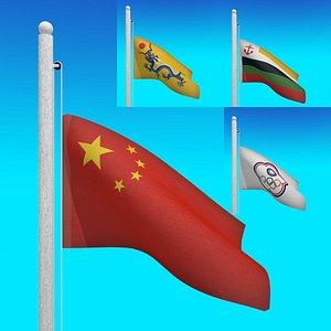 flags china - loop 3d model