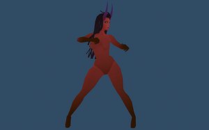Oni Girl Game ready With animations 3D model