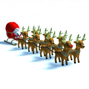 santa claus sled reindeers 3d 3ds