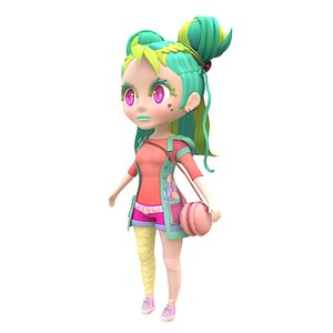 3D modeled punk girl model