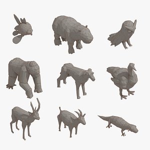 Low Poly Art Animals Isometric Icon Pack 08