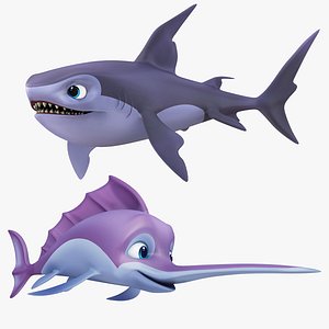 Cartoon Shark and Sword Fish Collection
