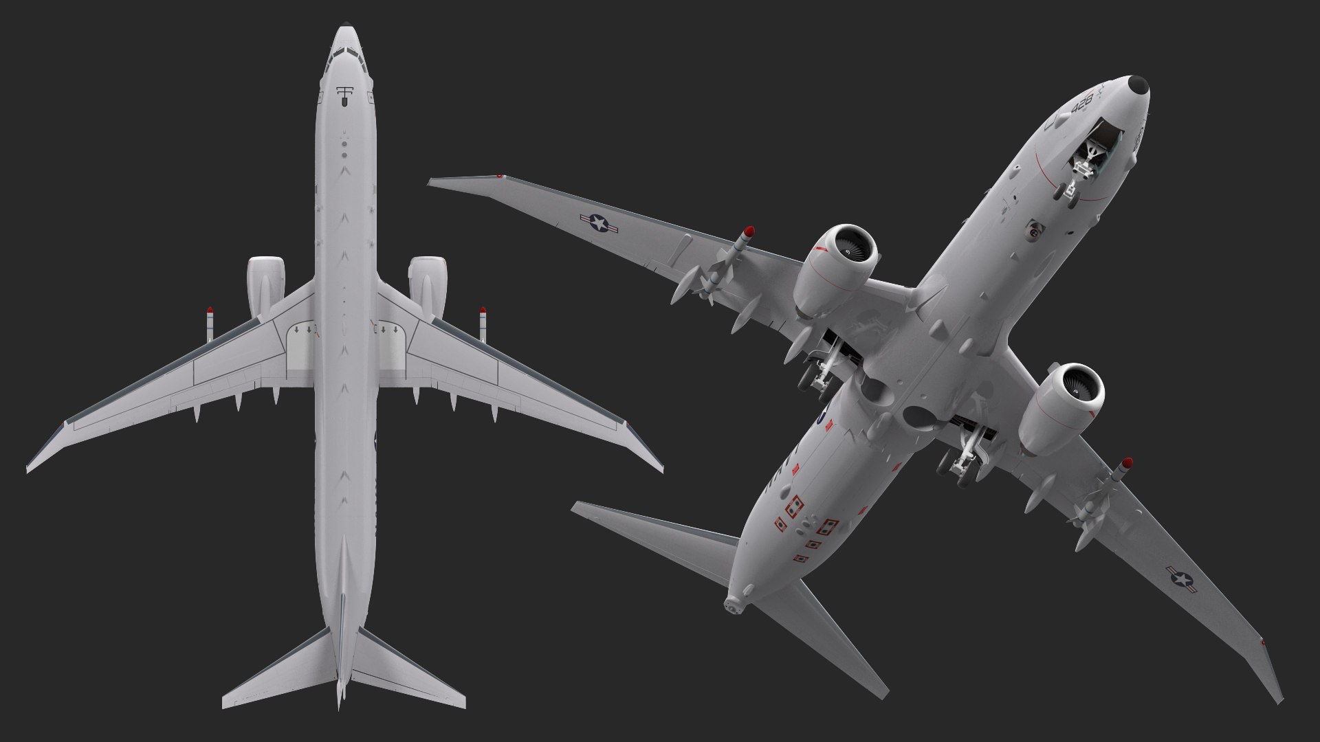 boeing p-8 poseidon military aircraft 3D model https://p.turbosquid.com/ts-thumb/JH/4a63ey/QVfFiUrg/boeingp8poseidonmilitaryaircraftriggedmb3dmodel010/jpg/1583179805/1920x1080/fit_q87/1792434045eb857733bb554fd7f29642c5c115f7/boeingp8poseidonmilitaryaircraftriggedmb3dmodel010.jpg