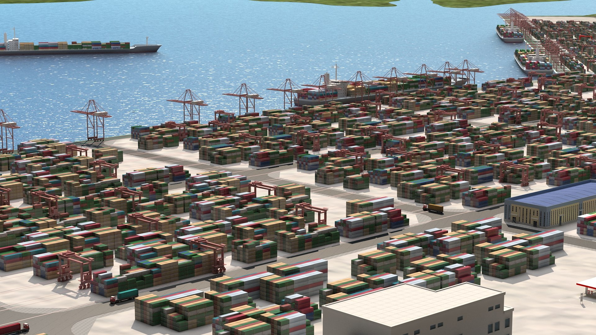 3D Container Terminal 01 Model - TurboSquid 2207620