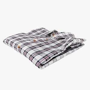 folded checkered shirt Generic casual wardrobe clothing 3D