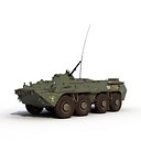 Amphibious Armoured Personnel Carrier BTR-80 Rigged 3D Model