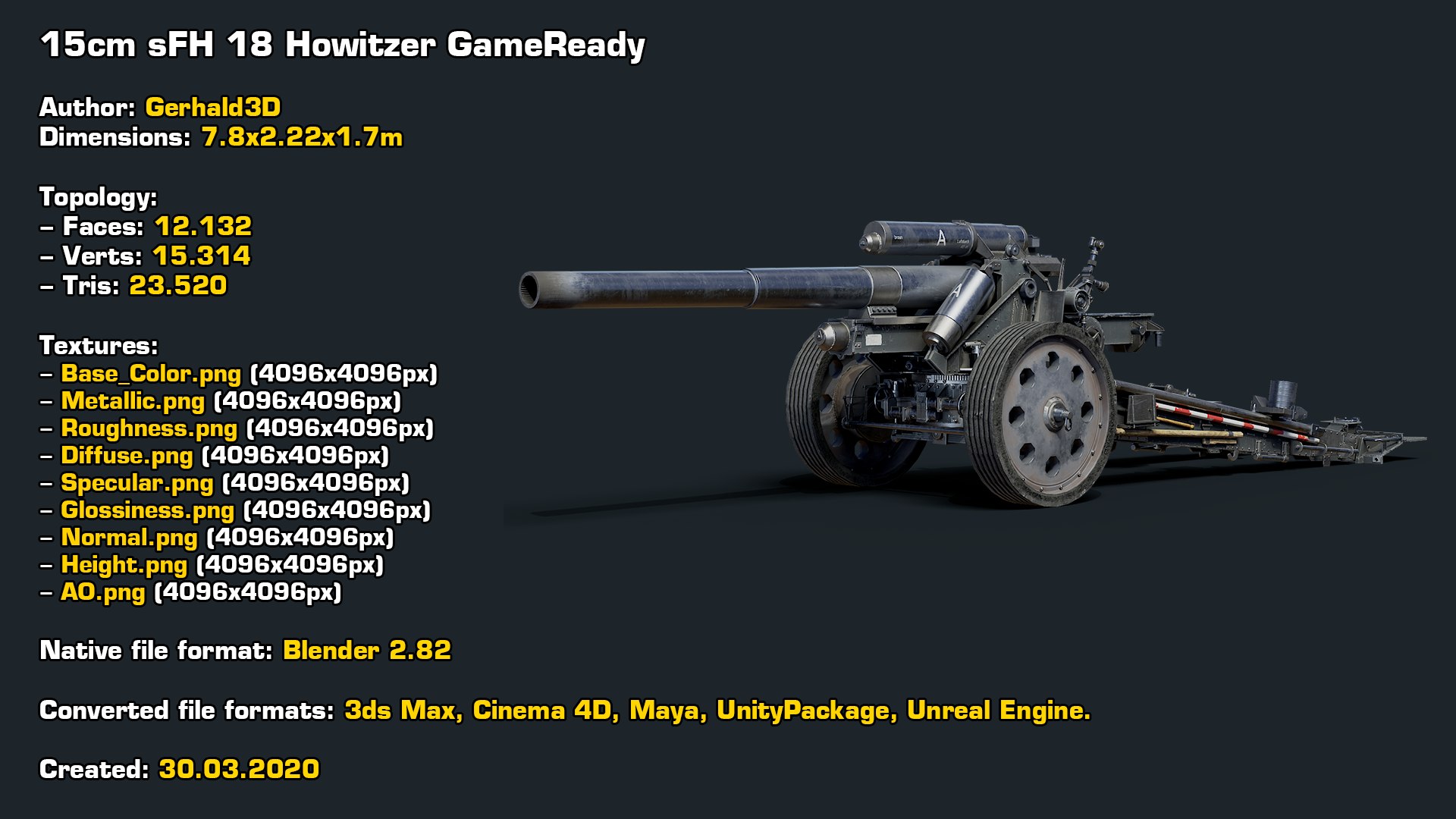 15cm sfh18 howitzer gameready 3D model https://p.turbosquid.com/ts-thumb/JH/Cx83dh/RWWasaB2/stats/png/1585558925/1920x1080/fit_q87/62982647ee7b1b63a9b4fef473d1b05b868bf9af/stats.jpg