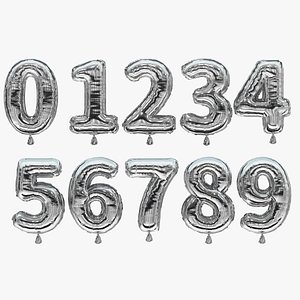 3D Metal balloon numbers 0 to 9
