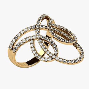 3D Diamonds Undercut Set Fashion Gold Ring