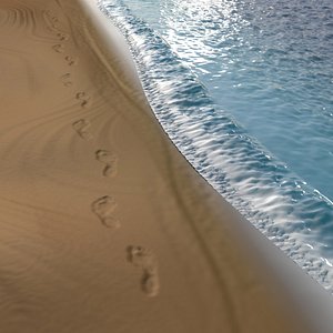 Beach with Footprints