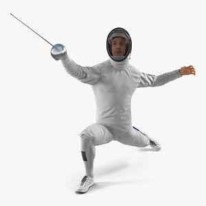 3D fencer lunge pose model