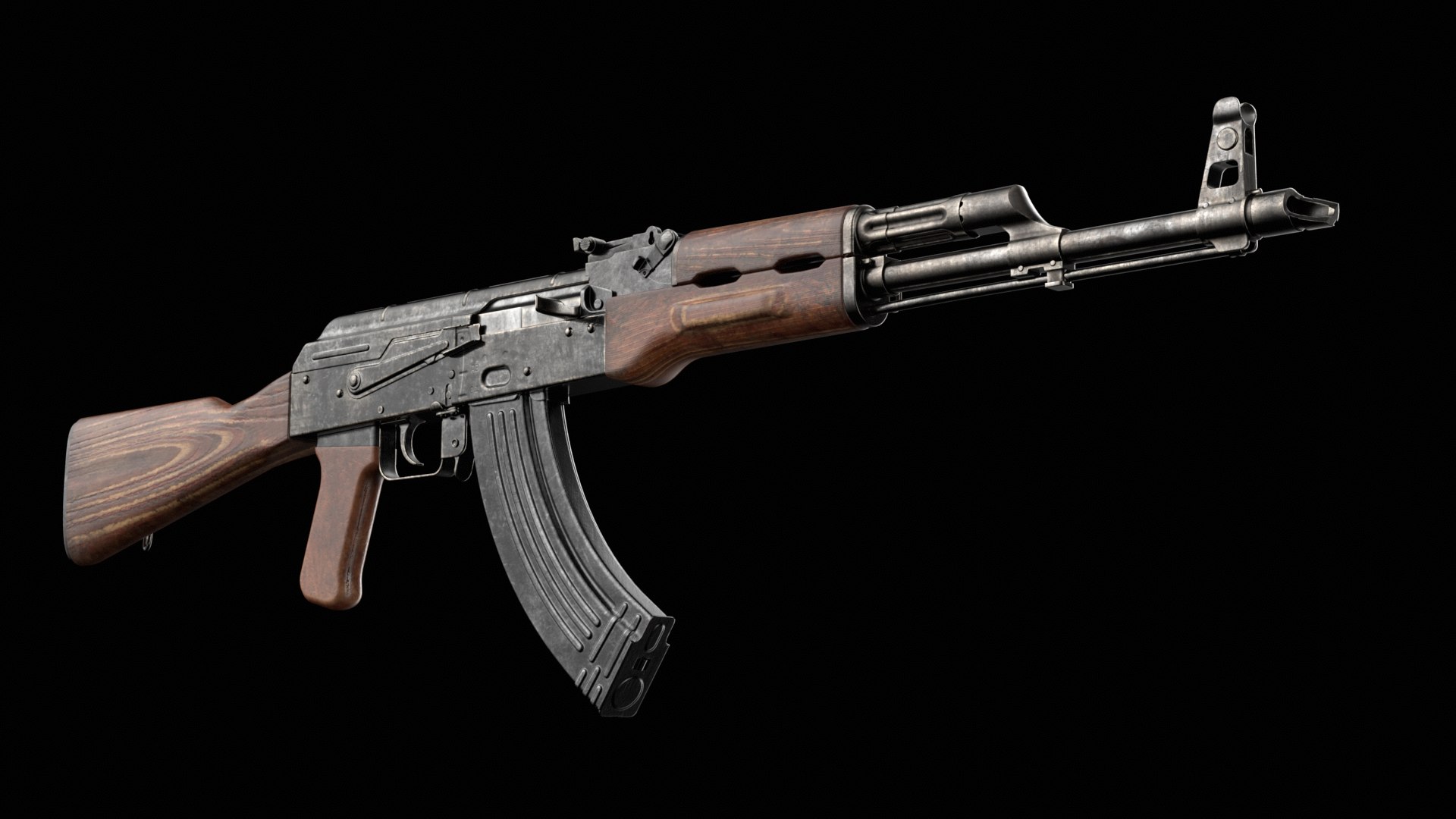 3D AKM AKMS Kalashnikov Assault Rifles Game Ready model - TurboSquid ...