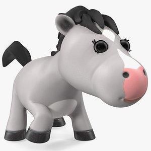 Cartoon White Horse Walking Pose 3D model