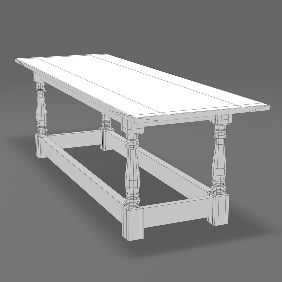 3d 17th Century Refectory Table Model