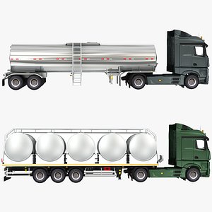 3D Milk and Food Grade Trailer with Truck Collection model